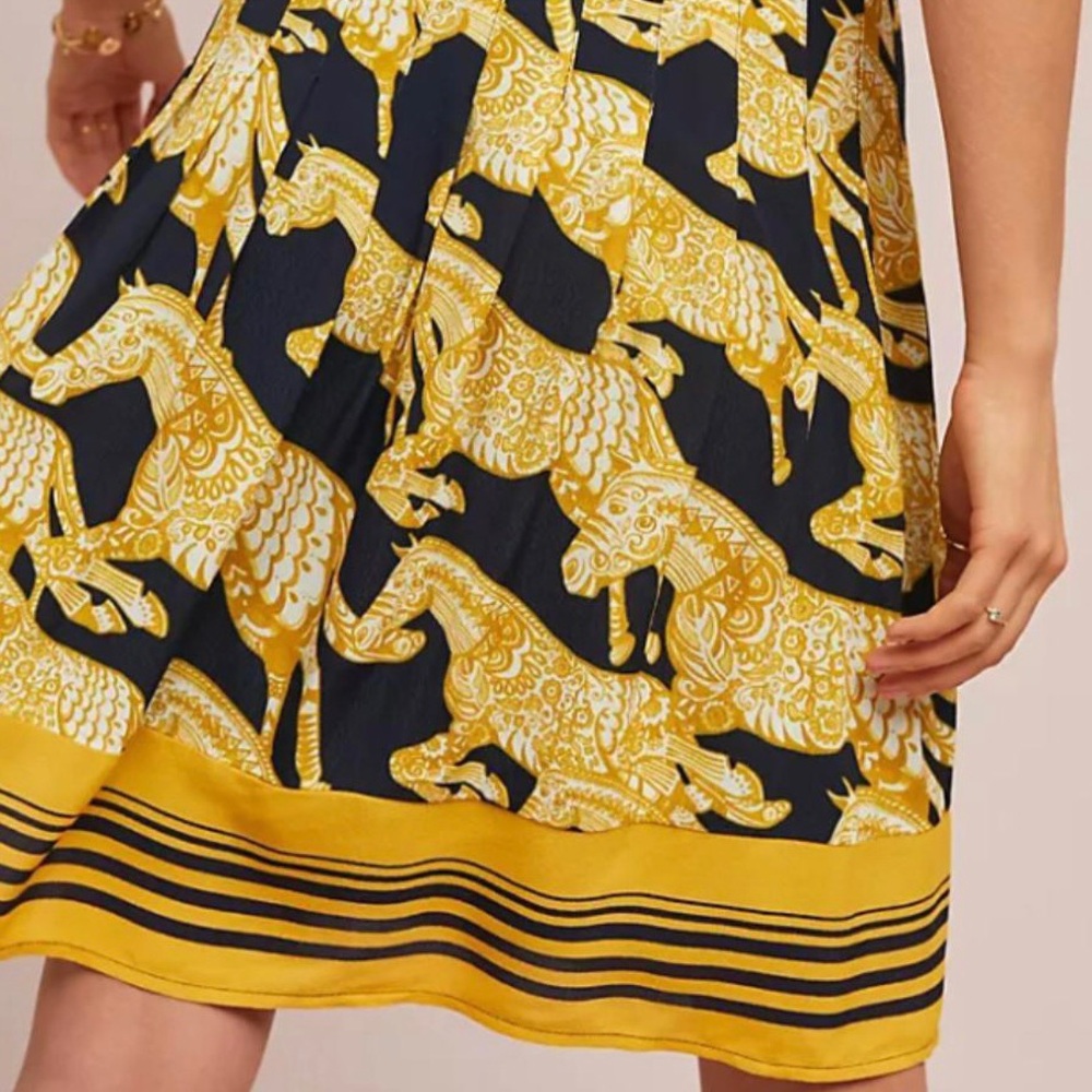 Anthropologie Maeve pleated horse print skirt